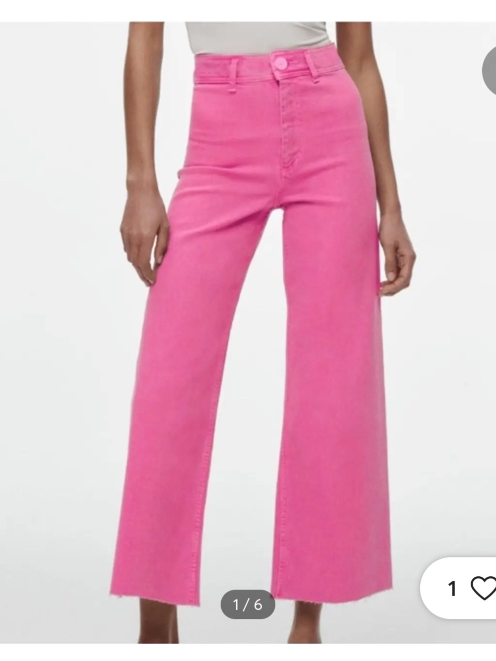 Zara Hot Pink High-Rise Wide-Leg Jeans